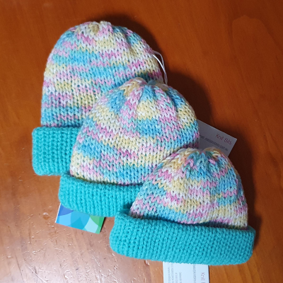 100% Acrylic Baby Beanies -Baby Print Reversable